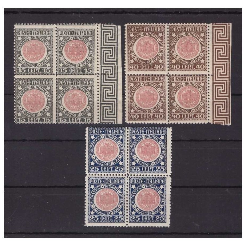 REGNO 1921  -  ANNESSIONE DELLA VENEZIA GIULIA - SERIE NUOVA ** QUARTINA