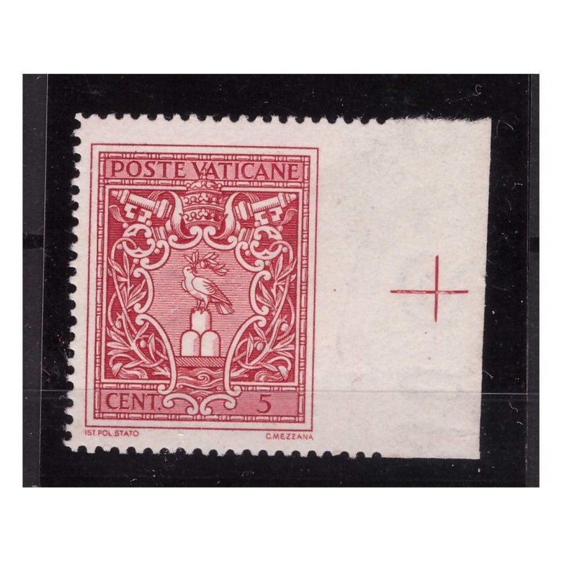 VATICANO 1940 - MEDAGLIONCINI  cent. 5   NON   DENTELLATO   A  DESTRA   NUOVO *