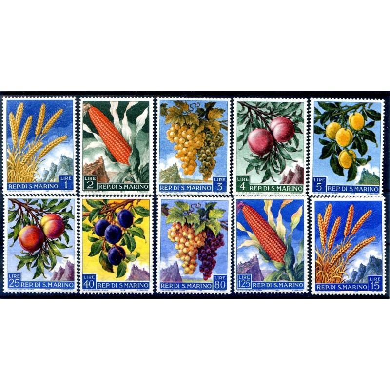 SAN MARINO 1958 - FRUTTA E PRODOTTI AGRICOLI SERIE NUOVA **