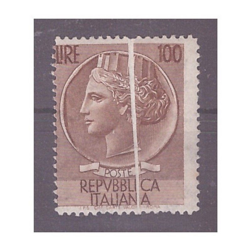 100 LIRE SIRACUSANA GRANDE - PIEGA DI CARTA NUOVO **