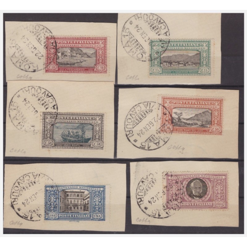 REGNO 1923 - MANZONI SERIE COMPLETA USATA - CERTIFICATO COLLA