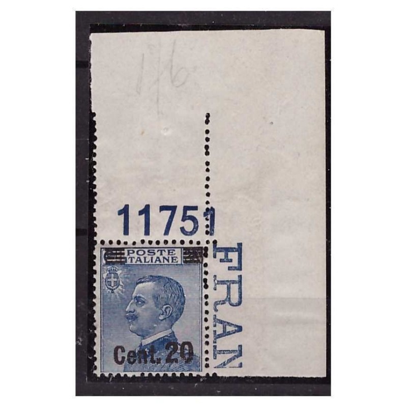 REGNO 1924  - SOPRASTAMPATI  - 20  Cent su 25  NUOVO  **  NUMERO DI TAVOLA