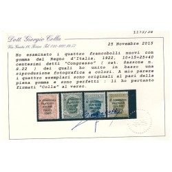 REGNO 1922 - CONGRESSO FILATELICO - SERIE NUOVA *