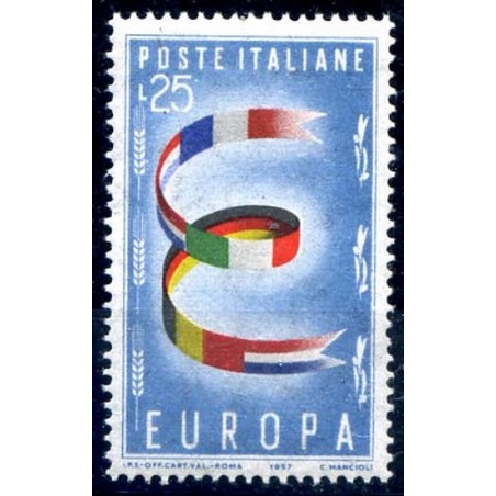 1957 - EUROPA 25 Lire filigrana 65°